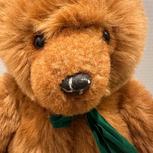 1987 Vintage GUND JC PENNY Teddy Bear - Green Ribbon Plush - 22" Tall - Gold Tag - Picture 8 of 10